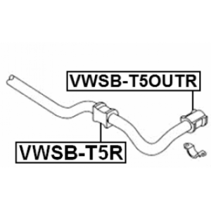 Silentbloc de barre stabilisatrice arrière FEBEST VWSB-T5R pour VW 7H0511413A FEBEST