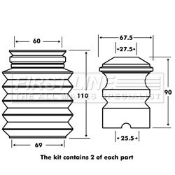 Shock Absorber Dust Cover Kit FIRST LINE FPK7009 OE Ref 31331134921