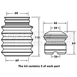Shock Absorber Dust Cover Kit FIRST LINE FPK7010 OE Ref 31331138814