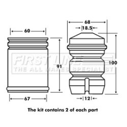 Shock Absorber Dust Cover Kit FIRST LINE FPK7018 OE Ref 33531135624