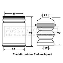 Shock Absorber Dust Cover Kit FIRST LINE FPK7025 OE Ref 33531091031