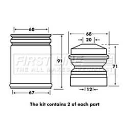 Shock Absorber Dust Cover Kit FIRST LINE FPK7027