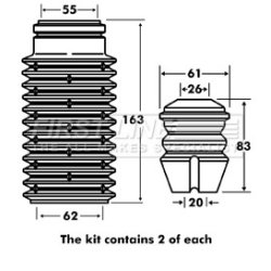 Shock Absorber Dust Cover Kit FIRST LINE FPK7042 OE Ref 5524198J00