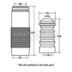 Shock Absorber Dust Cover Kit FIRST LINE FPK7047 OE Ref 7607086