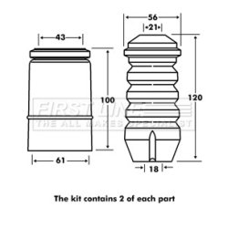 Shock Absorber Dust Cover Kit FIRST LINE FPK7077 OE Ref 6U0 413 175