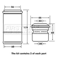 Shock Absorber Dust Cover Kit FIRST LINE FPK7117 OE Ref 30887107