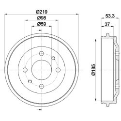 Brake Drum MINTEX MBD011 OE Ref SE022165201A