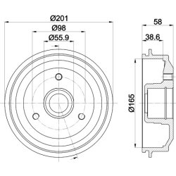 Brake Drum MINTEX MBD026 OE Ref 95619206