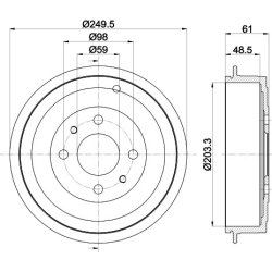 Brake Drum MINTEX MBD051 OE Ref 60813016