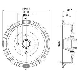 Brake Drum MINTEX MBD069 OE Ref 443501615A