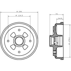 Brake Drum MINTEX MBD222 OE Ref DA0126251A