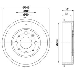 Brake Drum MINTEX MBD255 OE Ref 55704050