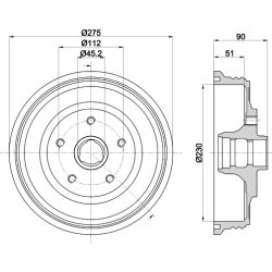 Brake Drum MINTEX MBD297 OE Ref 4A0501615A MINTEX