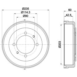 Brake Drum MINTEX MBD315 OE Ref MB668540