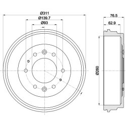 Brake Drum MINTEX MBD335 OE Ref S49S26251A