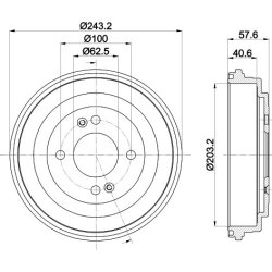 Brake Drum MINTEX MBD339 OE Ref 584111G000