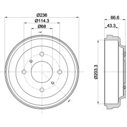 Brake Drum MINTEX MBD363 OE Ref 4320095F0C MINTEX