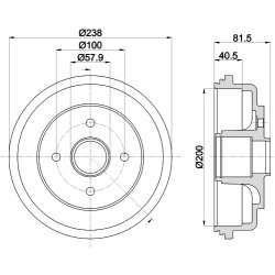 Brake Drum MINTEX MBD385 OE Ref 4351163J00