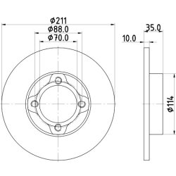 Brake Disc MINTEX MDC1102 OE Ref 4351287221 MINTEX