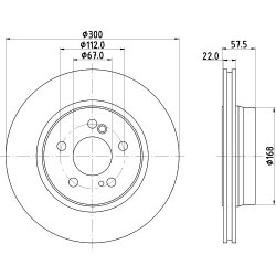 Brake Disc MINTEX MDC1215 OE Ref 129423031264 MINTEX