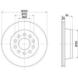 Brake Disc MINTEX MDC1241 OE Ref 4A0615601B MINTEX