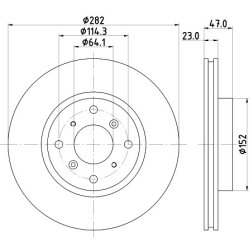 Brake Disc MINTEX MDC1254 OE Ref 45251ST3E60 MINTEX