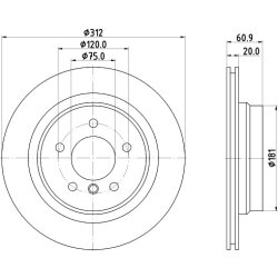 Brake Disc MINTEX MDC1256 OE Ref 2227178 MINTEX