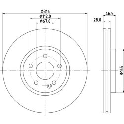 Brake Disc MINTEX MDC1280 OE Ref 2104211712 MINTEX
