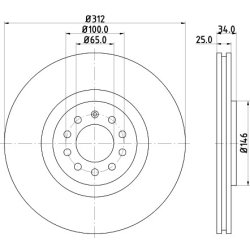 Brake Disc MINTEX MDC1381 OE Ref JZW615301G MINTEX