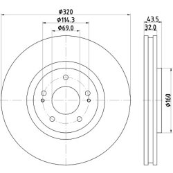 Brake Disc MINTEX MDC1386 OE Ref MR370723 MINTEX