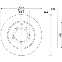 Brake Disc MINTEX MDC1416 OE Ref MB895202 MINTEX