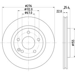 Brake Disc MINTEX MDC1421 OE Ref 168421061264 MINTEX