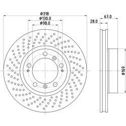 Brake Disc MINTEX MDC1429R OE Ref 99635140600 MINTEX