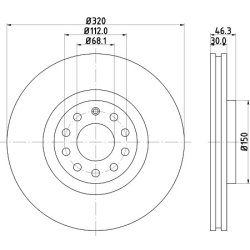 Brake Disc MINTEX MDC1444C OE Ref 8E0615301AD MINTEX