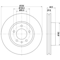 Brake Disc MINTEX MDC1610LC OE Ref 7L6615301P MINTEX