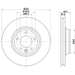Brake Disc MINTEX MDC1611LC OE Ref 7L8615302 MINTEX