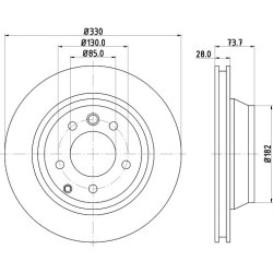 Brake Disc MINTEX MDC1612C OE Ref 7L6615601J MINTEX