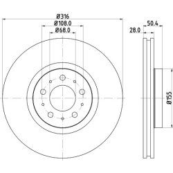 Brake Disc MINTEX MDC1614 OE Ref 30636074 MINTEX