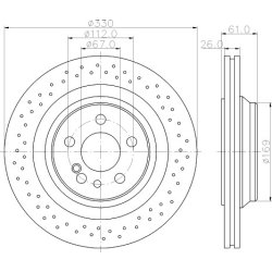 Brake Disc MINTEX MDC1668 OE Ref A2204230912 MINTEX
