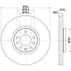 Brake Disc MINTEX MDC1674 OE Ref 569005 MINTEX