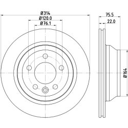 Brake Disc MINTEX MDC1680 OE Ref 7L6615601G MINTEX