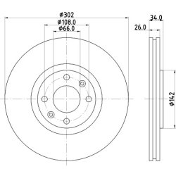 Brake Disc MINTEX MDC1755 OE Ref 1606308280 MINTEX