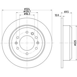 Brake Disc MINTEX MDC1823 OE Ref 584114D000 MINTEX