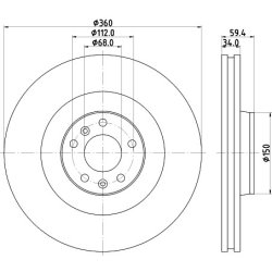 Brake Disc MINTEX MDC2069 OE Ref 4E0615301P MINTEX
