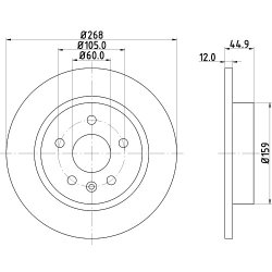 Brake Disc MINTEX MDC2132 OE Ref 1350214 MINTEX
