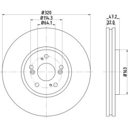 Brake Disc MINTEX MDC2164 OE Ref 45251TL0G50 MINTEX
