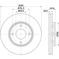 Brake Disc MINTEX MDC2208 OE Ref 4605A180 MINTEX