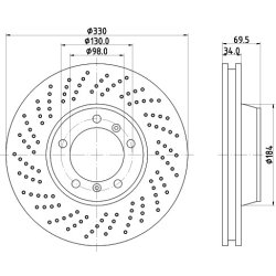 Brake Disc MINTEX MDC2354L OE Ref 99635140905 MINTEX