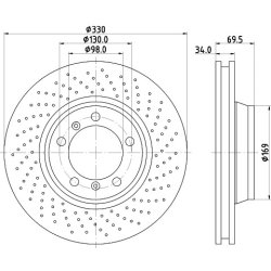 Brake Disc MINTEX MDC2354R OE Ref 99635141003 MINTEX
