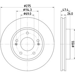 Brake Disc MINTEX MDC2372 OE Ref 517122H000 MINTEX